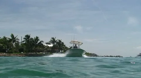Motor Boat Drive By Stock Footage 7138286