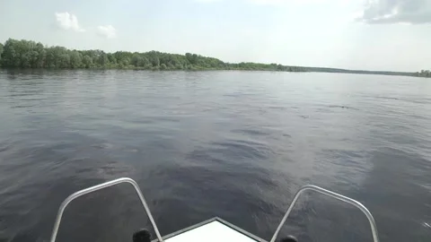 The motor boat is moving at high speed. A boat ride on the river Video stock 120291876