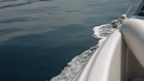 Motor boat quickly sailing on the waves Stock Footage 108008890