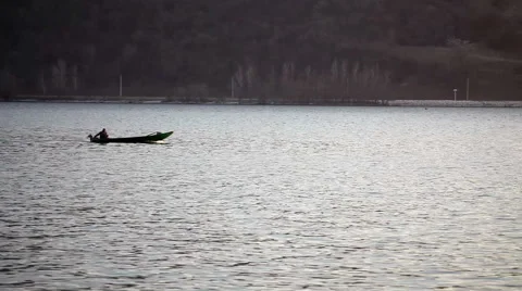 Motor boat on the river Stockbeeldmateriaal 44264670
