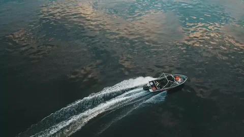 Motor boat on the river Video stock 101880296