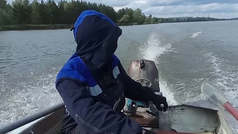 Motor boat on river. Stock Footage 132680680