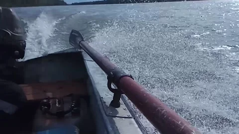 Motor boat on river. Stock Footage 132680704