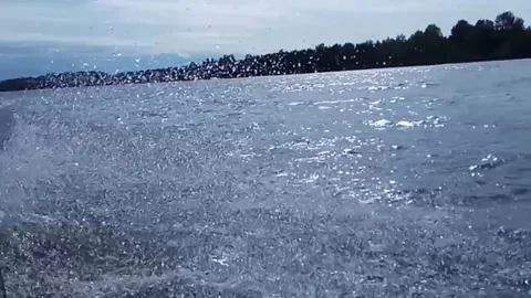 Motor boat on river. Stock Footage 132680744