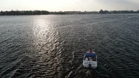 Motor boat on the river Stock Footage 159279613