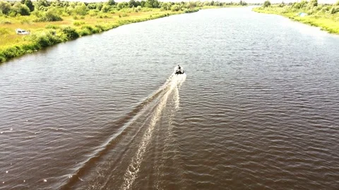 Motor boat on the river Stock Footage 160803537