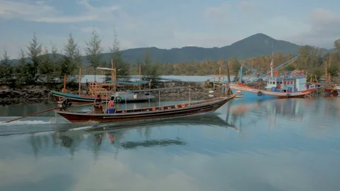 Motor boat in slow motion Stock Footage 84489879