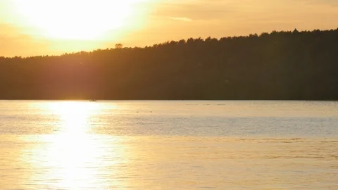 Motor Boat at Sunset Stock Footage 89437086