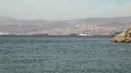 Motor boats in sea near Aqaba city, Jordan HD Footage