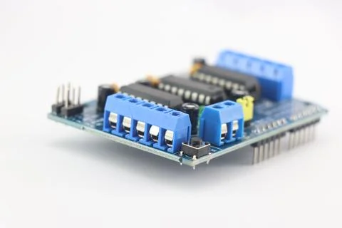 Motor driver or servo shield with a close up view of connection pins Stock Photos