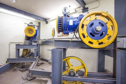 Motor of the elevator Stock Photos