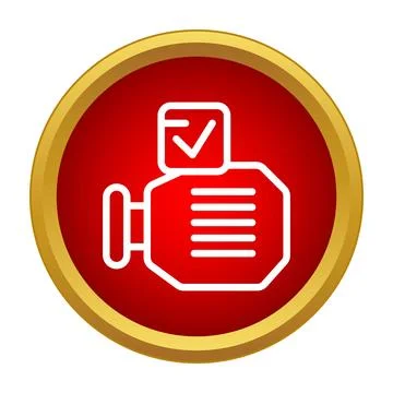 Motor engine checking icon with green tick in red circle Stock Illustration