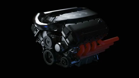 Motor fly through animation.Working Engine Inside and Outside camera fly through Stock Footage 130784940