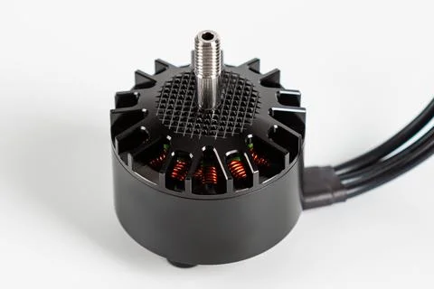 Motor for the FPV drone on a white background. It is suitable for many types  Stock Photos