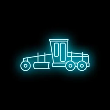 Motor grader construction machine neon glow icon Stock Illustration