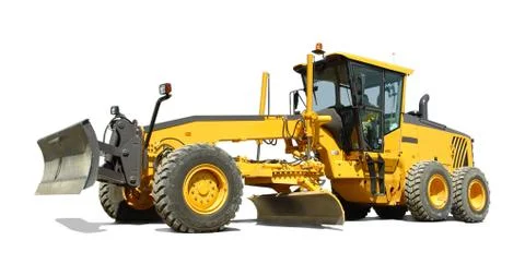 Motor grader construction machine Stock Photos