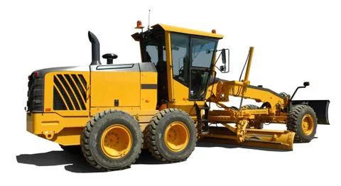 Motor grader construction machine Stock Photos