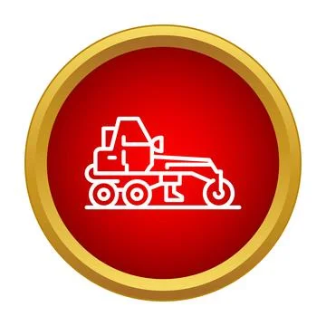 Motor grader icon representing road construction machinery Stock Illustration