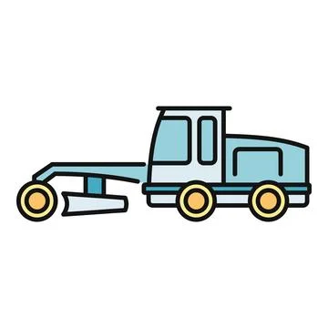 Motor grader icon representing road construction equipment Stock Illustration
