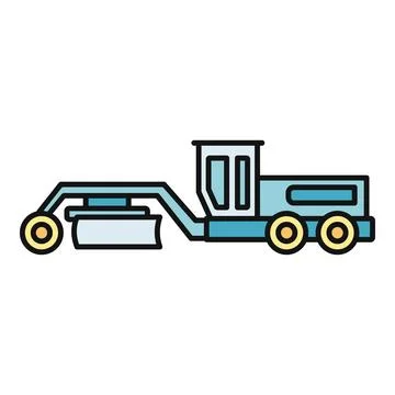 Motor grader icon working on road construction project Stock Illustration