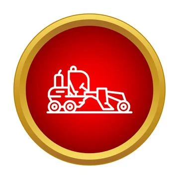 Motor grader road construction heavy equipment icon Stock Illustration