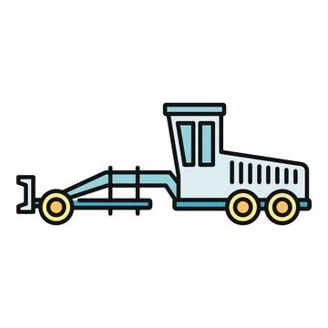 Motor grader road construction heavy equipment icon Stock Illustration