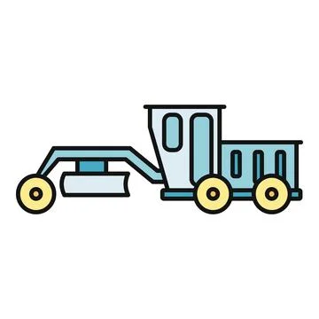 Motor grader road construction heavy equipment flat icon Stock Illustration