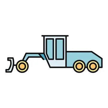 Motor grader road construction heavy equipment icon Stock Illustration