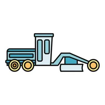 Motor grader road construction heavy equipment vehicle icon Stock Illustration