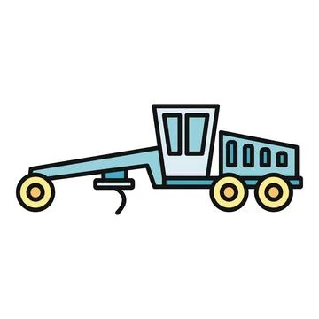Motor grader shaping road construction flat illustration Stock Illustration