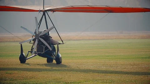 А motor-hang glider. Stock Footage 129545634