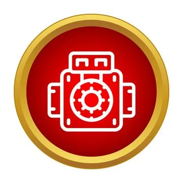 Motor icon with cogwheel inside red circle Stock Illustration