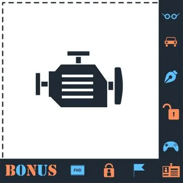 Motor icon flat Stock Illustration