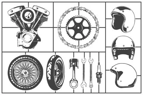 Motor logo modeling elements Stock Illustration