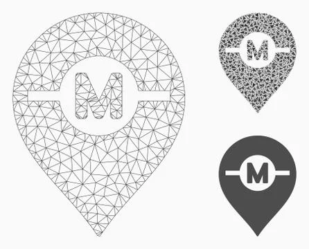 Motor Marker Vector Mesh Network Model and Triangle Mosaic Icon Stock Illustration