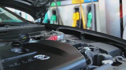 Motor Oil Pour in Engine Stock Footage 30212761
