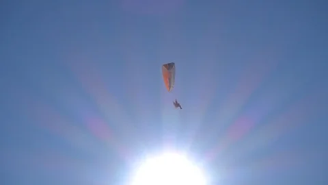 Motor paraglider in the sun Stock Footage 101832489
