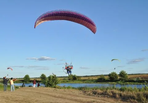 Motor paraplane flying Foto stock