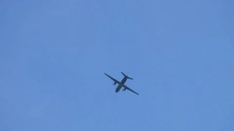 The motor plane with two engines flies highly in the sky Stock-Footage 10592412