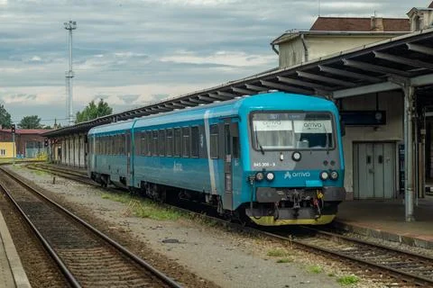 Motor privat train in summer cloudy day in station Liberec CZ 07 12 2024 Stock Photos