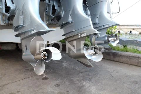 Motor propeller of speed boat Stock Photos