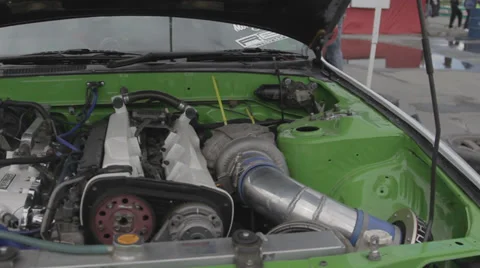 Motor of race car Stock Footage 39435922