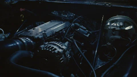 Motor of a racing car up close Stock Footage 288781407