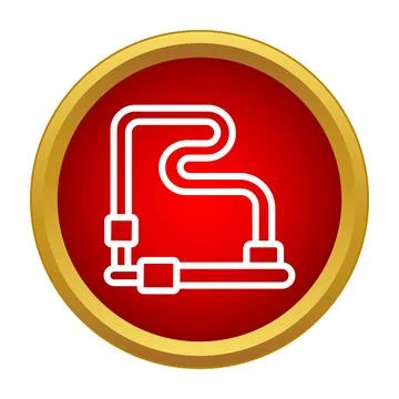 Motor racing circuit map icon on red button Stock Illustration