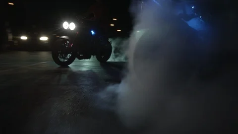 Motor riders at night Stock Footage 87706360