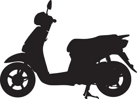 Motor Scooter Silhouette Side View Illustrazione stock