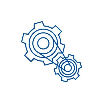 Motor settings,engine line icon concept. Motor settings,engine flat vector Stock Illustration