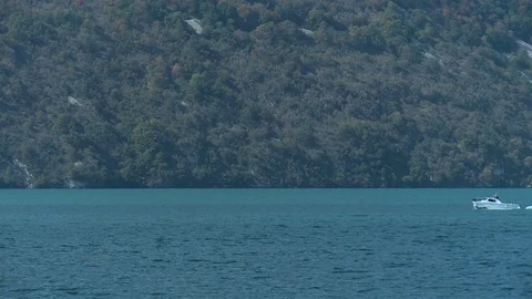 Motor ship on a lake Stock Footage 69821356