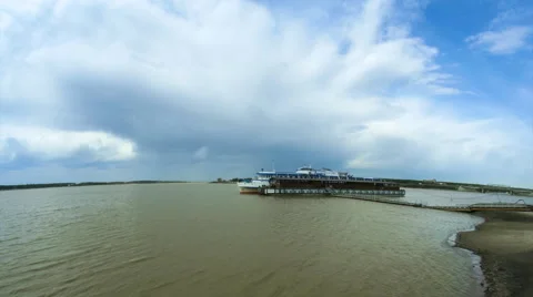 Motor ship on pier. Stock Footage 49151069