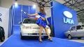 Motor show. Policewoman HD Footage